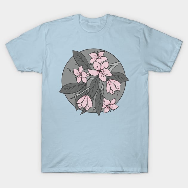 Pink and Grey Sakura Branch T-Shirt by Olooriel